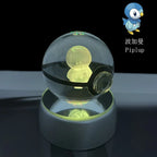 Cartoon Pokemon Figure Toys Gengar Gyarados Mimikyu Snorlax Moltres Eevee 3D Crystal Ball Toy Model Doll Led Gift