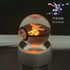 Cartoon Pokemon Figure Toys Gengar Gyarados Mimikyu Snorlax Moltres Eevee 3D Crystal Ball Toy Model Doll Led Gift