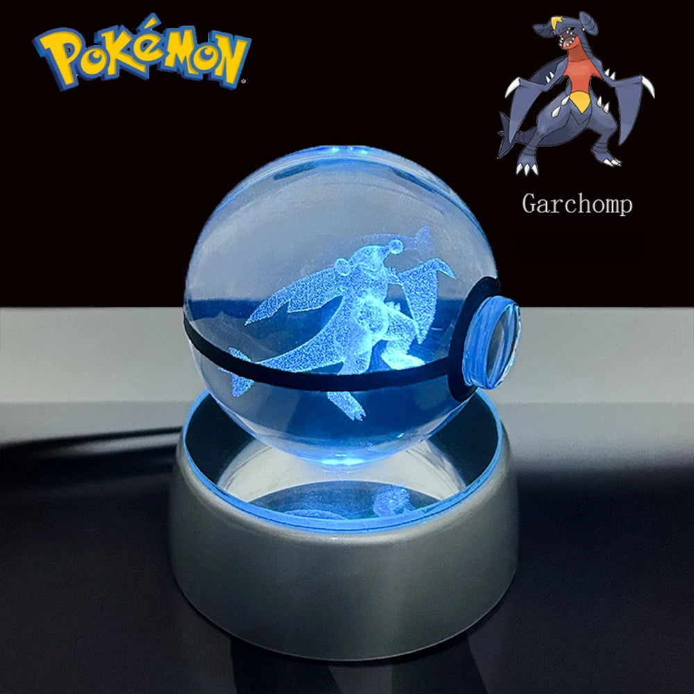 Pokemon Snivy Piplup Model Toy Growlithe Arcanine Cyndaquil Zoroark 3D LED Lamp 5CM Crystal Ball Doll Colorful Night Light Gift