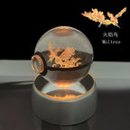 Cartoon Pokemon Figure Toys Gengar Gyarados Mimikyu Snorlax Moltres Eevee 3D Crystal Ball Toy Model Doll Led Gift