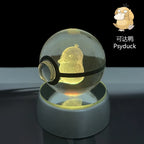 Cartoon Pokemon Figure Toys Gengar Gyarados Mimikyu Snorlax Moltres Eevee 3D Crystal Ball Toy Model Doll Led Gift