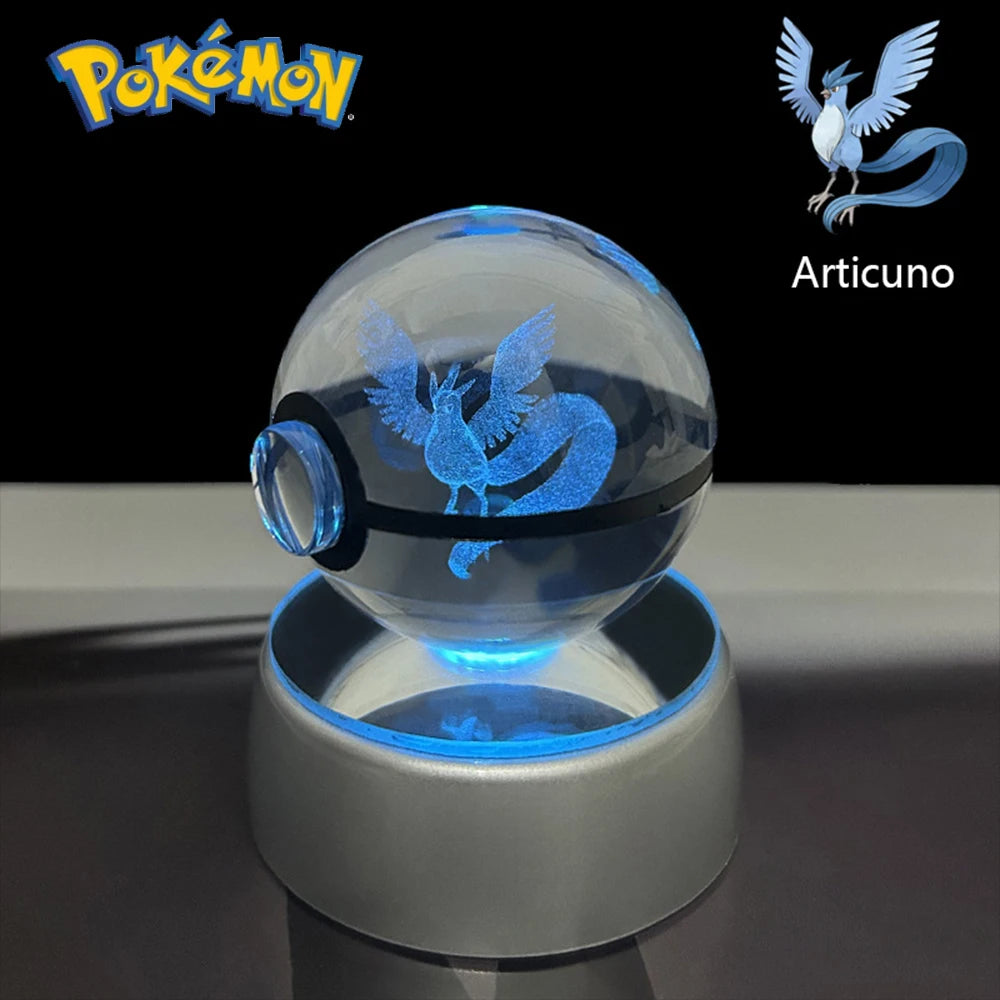 Pokemon Snivy Piplup Model Toy Growlithe Arcanine Cyndaquil Zoroark 3D LED Lamp 5CM Crystal Ball Doll Colorful Night Light Gift
