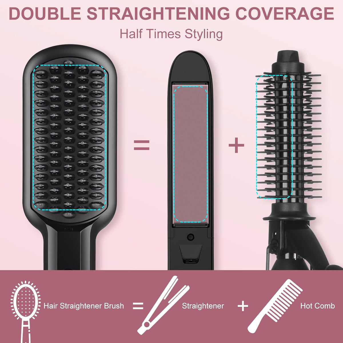 Hair Straightener Brush -  Ionic Hair Straightening Brush