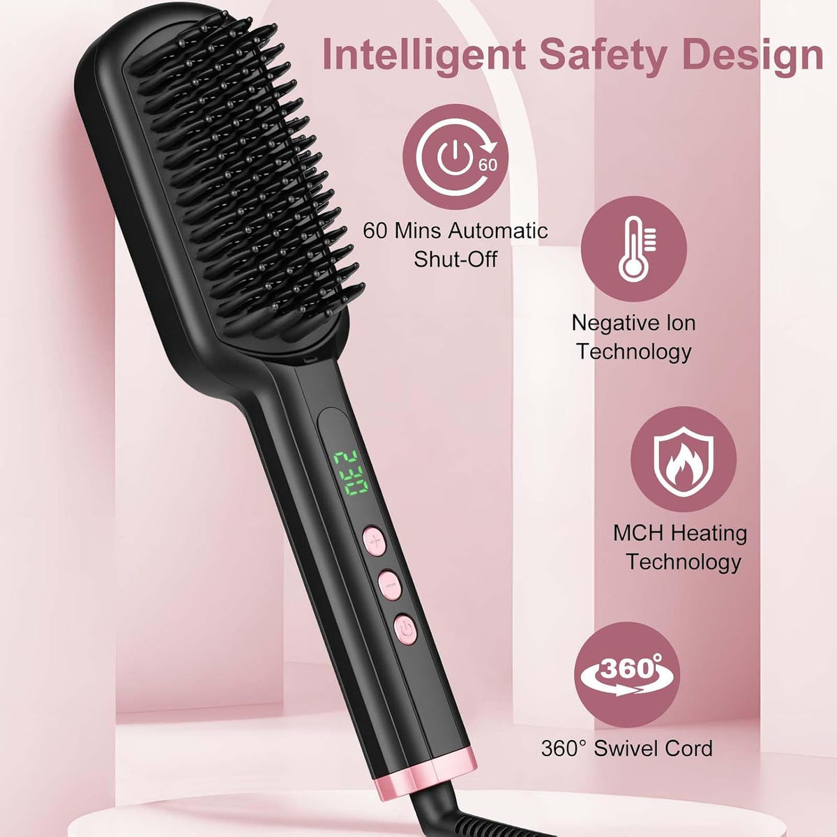 Hair Straightener Brush -  Ionic Hair Straightening Brush