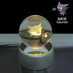Cartoon Pokemon Figure Toys Gengar Gyarados Mimikyu Snorlax Moltres Eevee 3D Crystal Ball Toy Model Doll Led Gift