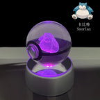 Cartoon Pokemon Figure Toys Gengar Gyarados Mimikyu Snorlax Moltres Eevee 3D Crystal Ball Toy Model Doll Led Gift