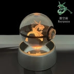 Cartoon Pokemon Figure Toys Gengar Gyarados Mimikyu Snorlax Moltres Eevee 3D Crystal Ball Toy Model Doll Led Gift