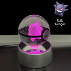 Cartoon Pokemon Figure Toys Gengar Gyarados Mimikyu Snorlax Moltres Eevee 3D Crystal Ball Toy Model Doll Led Gift