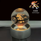 Cartoon Pokemon Figure Toys Gengar Gyarados Mimikyu Snorlax Moltres Eevee 3D Crystal Ball Toy Model Doll Led Gift