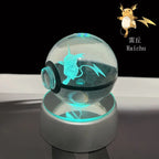Cartoon Pokemon Figure Toys Gengar Gyarados Mimikyu Snorlax Moltres Eevee 3D Crystal Ball Toy Model Doll Led Gift