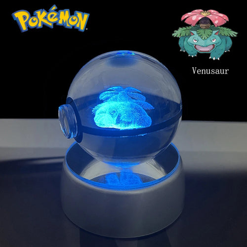 Pokemon Snivy Piplup Model Toy Growlithe Arcanine Cyndaquil Zoroark 3D LED Lamp 5CM Crystal Ball Doll Colorful Night Light Gift
