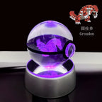 Cartoon Pokemon Figure Toys Gengar Gyarados Mimikyu Snorlax Moltres Eevee 3D Crystal Ball Toy Model Doll Led Gift