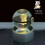 Cartoon Pokemon Figure Toys Gengar Gyarados Mimikyu Snorlax Moltres Eevee 3D Crystal Ball Toy Model Doll Led Gift