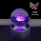 Cartoon Pokemon Figure Toys Gengar Gyarados Mimikyu Snorlax Moltres Eevee 3D Crystal Ball Toy Model Doll Led Gift