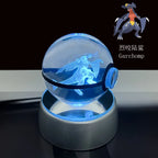 Cartoon Pokemon Figure Toys Gengar Gyarados Mimikyu Snorlax Moltres Eevee 3D Crystal Ball Toy Model Doll Led Gift