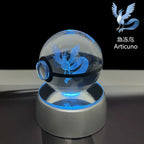Cartoon Pokemon Figure Toys Gengar Gyarados Mimikyu Snorlax Moltres Eevee 3D Crystal Ball Toy Model Doll Led Gift
