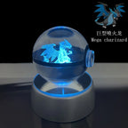 Cartoon Pokemon Figure Toys Gengar Gyarados Mimikyu Snorlax Moltres Eevee 3D Crystal Ball Toy Model Doll Led Gift