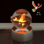 Cartoon Pokemon Figure Toys Gengar Gyarados Mimikyu Snorlax Moltres Eevee 3D Crystal Ball Toy Model Doll Led Gift