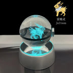 Cartoon Pokemon Figure Toys Gengar Gyarados Mimikyu Snorlax Moltres Eevee 3D Crystal Ball Toy Model Doll Led Gift