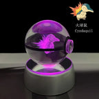 Cartoon Pokemon Figure Toys Gengar Gyarados Mimikyu Snorlax Moltres Eevee 3D Crystal Ball Toy Model Doll Led Gift