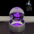 Cartoon Pokemon Figure Toys Gengar Gyarados Mimikyu Snorlax Moltres Eevee 3D Crystal Ball Toy Model Doll Led Gift
