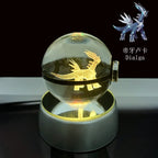 Cartoon Pokemon Figure Toys Gengar Gyarados Mimikyu Snorlax Moltres Eevee 3D Crystal Ball Toy Model Doll Led Gift