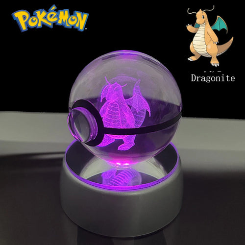 Pokemon Snivy Piplup Model Toy Growlithe Arcanine Cyndaquil Zoroark 3D LED Lamp 5CM Crystal Ball Doll Colorful Night Light Gift