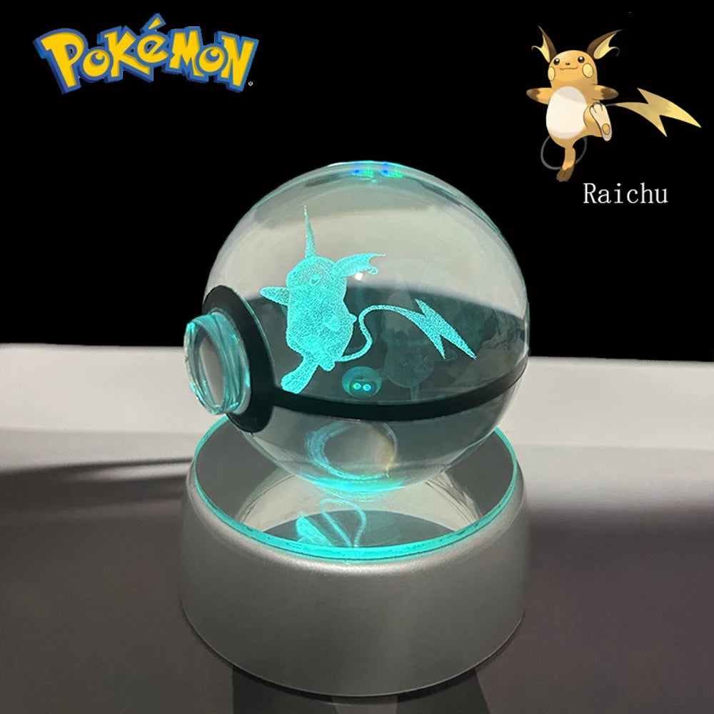 Pokemon Snivy Piplup Model Toy Growlithe Arcanine Cyndaquil Zoroark 3D LED Lamp 5CM Crystal Ball Doll Colorful Night Light Gift
